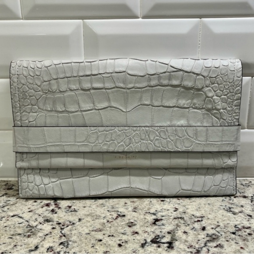 Coach Leather Clutch - Gray Croc-Embossed LIKE NEW